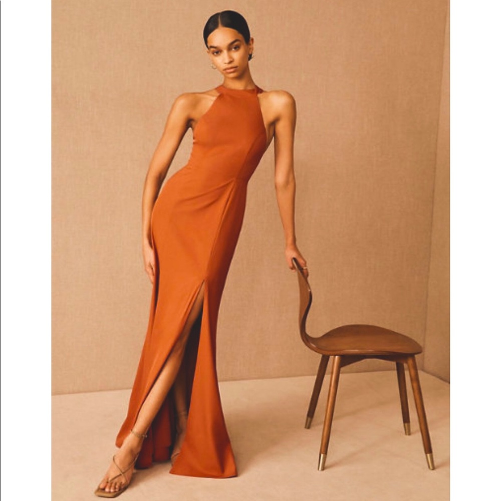BHLDN Serephina Crepe Maxi Dress in Terracotta